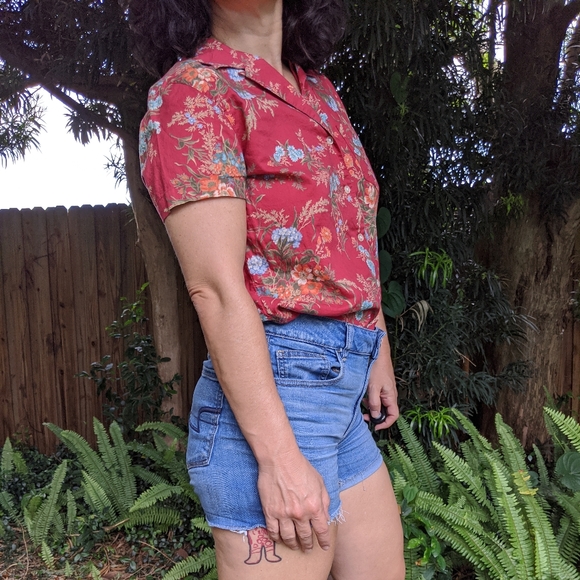 Vintage 70's Ralph Lauren Floral Short Sleeve Top - Picture 4 of 9